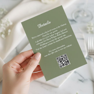 Carte D'accompagnement Elegant Sage Green Wedding Details Enclosure Card