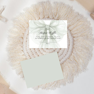 Carte D'accompagnement Elegant Sage Ribbon Diaper Raffle
