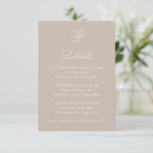 Carte D'accompagnement Élégant Sandy Neutral Mariage traditionnel