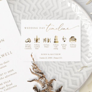 Carte D'accompagnement Elégant scénario minimal Mariage blanc et or
