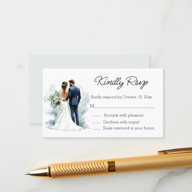 Carte D'accompagnement elegant script bride & groom rsvp wedding