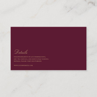 Carte D'accompagnement Élégant Script Gold & burgundy Détails du Mariage