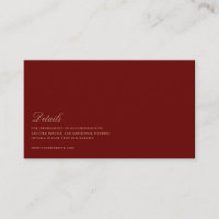 Elégant Script Gold & Deep Red Mariage Détails
