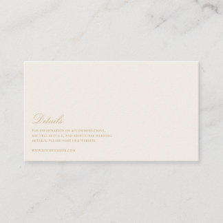 Carte D'accompagnement Élégant Script Gold & Ivory Mariage Détails