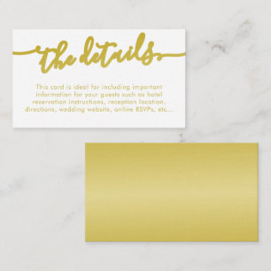 Carte D'accompagnement Elegant Script Gold Mariage Détails Site Internet 