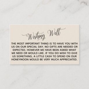 Carte D'accompagnement Élégant Script Lune de miel Wishing well, Crème