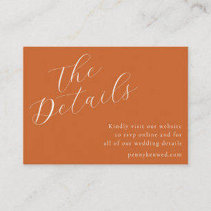 Carte D'accompagnement Élégant Script Mariage Site Web QR Code Terracotta