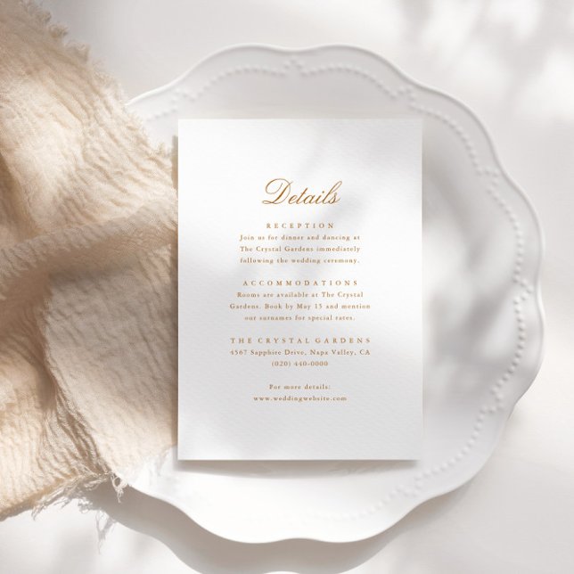 Carte D'accompagnement Élégant Script Minimal Détails Mariage (Créateur téléchargé)