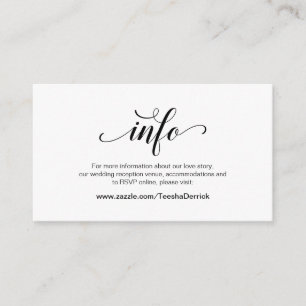 Carte D'accompagnement Élégant script noir, détails Mariage, RSVP en lign