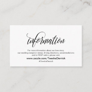 Carte D'accompagnement Élégant, Script Noir, Nos Détails Mariages