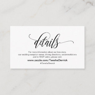 Carte D'accompagnement Élégant, Script Noir, Nos Détails Mariages