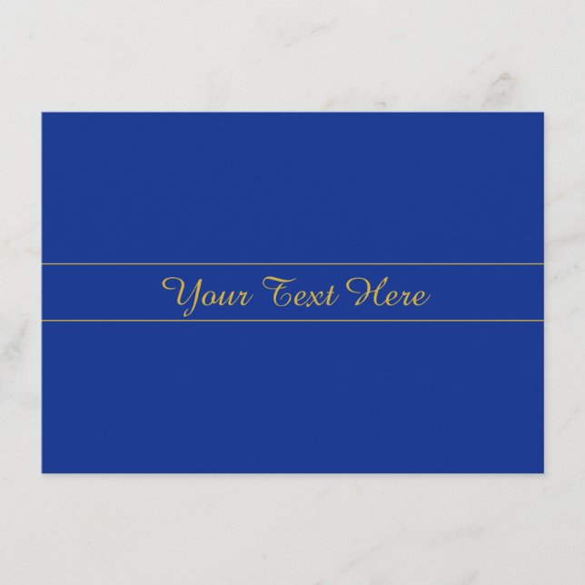 Carte D'accompagnement Élégant script or sur Arrière - plan bleu marine (Devant)