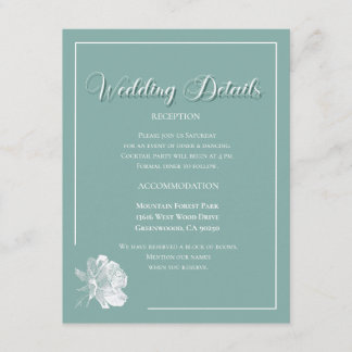 Carte D'accompagnement Elegant Script Sage Green Floral Wedding 