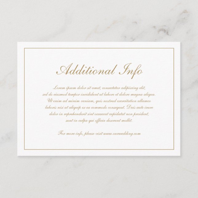 Carte D'accompagnement Élégant Script Simple Formal Mariage or (Devant)
