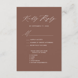 Carte D'accompagnement Élégant Script Terracotta Minimaliste Mariage RSVP