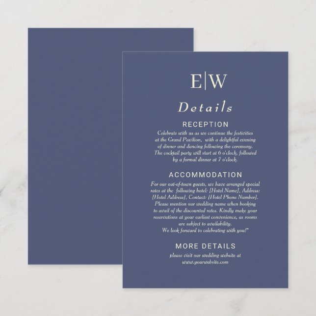Carte D'accompagnement Elégant simple de l'avenir Dusk avec Mariage Monog (Devant / Derrière)