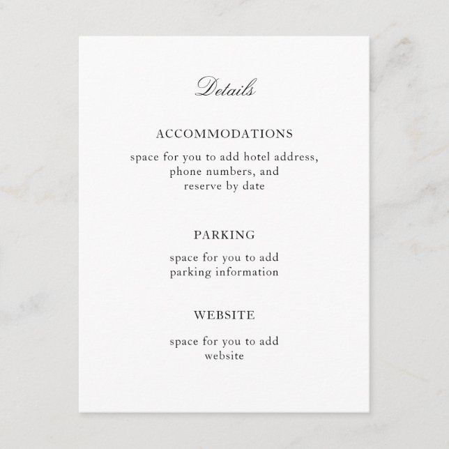 Carte D'accompagnement Élégant, simple noir et blanc (Devant)