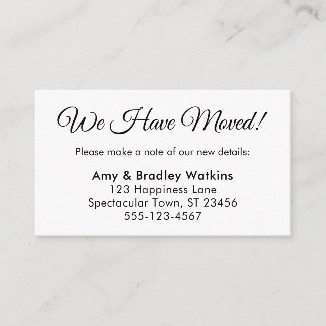 Carte D'accompagnement Élégant, simple, nous avons déménagé le changement (Devant)