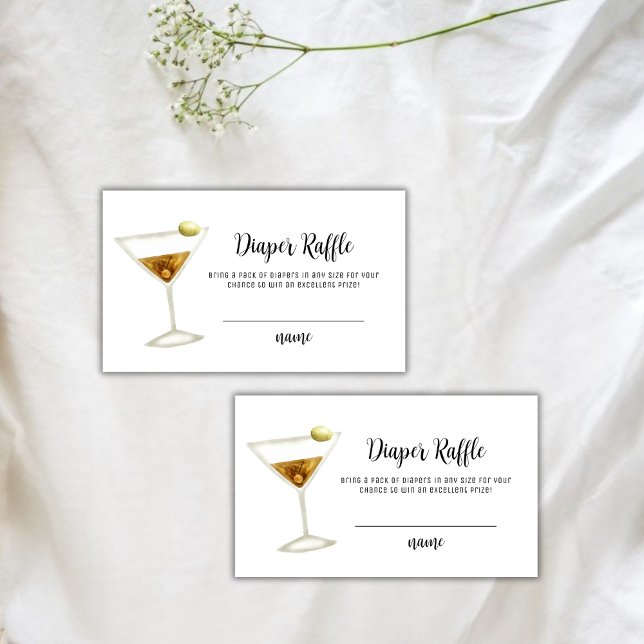 Carte D'accompagnement Elégant Sip Voir Martini Baby shower de fraise de  (Elegant Sip See Martini Diaper Raffle Baby Shower Enclosure Card)