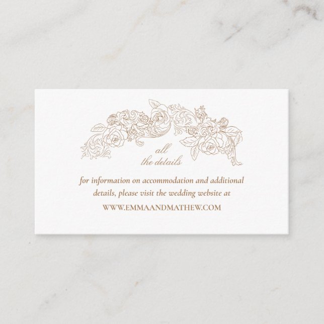 Carte D'accompagnement Elégant site Brown or Mariage (Devant)