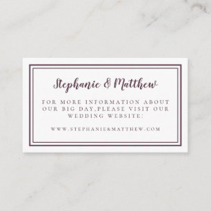 Carte D'accompagnement Elégant site de mariage Cassis violet minimaliste