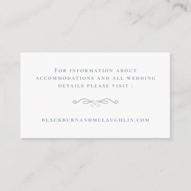 Carte D'accompagnement Elégant site de mariage Dusty Blue Détails moderne (Devant)