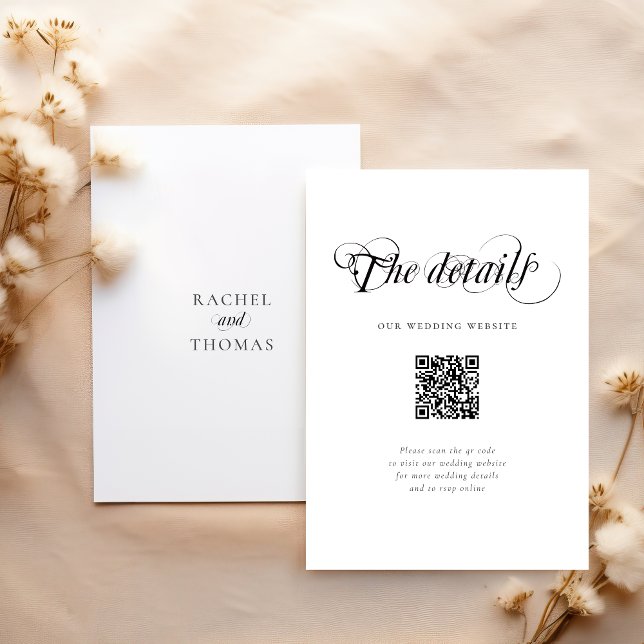 Carte D'accompagnement Élégant site de mariage QR Code Détails (Créateur téléchargé)