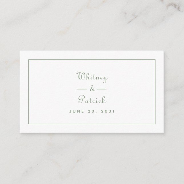 Carte D'accompagnement Élégant site de mariage QR Code Sage Green Script (Devant)