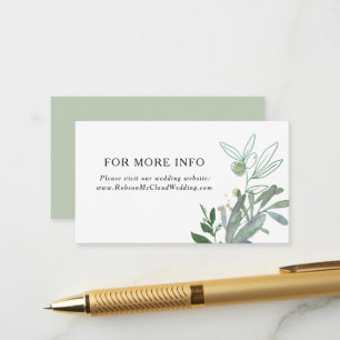 Carte D'accompagnement Élégant site Mariage de verdure d'olive