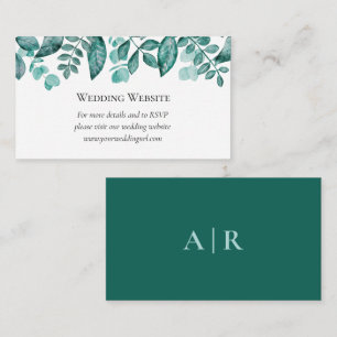 Carte D'accompagnement Elégant site Mariage de verdure Turquoise