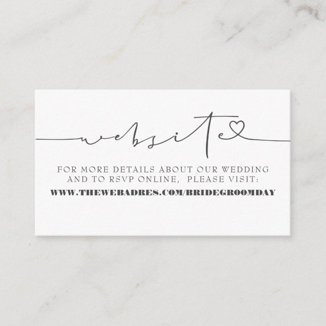 Carte D'accompagnement Élégant site minimaliste Mariage (Devant)