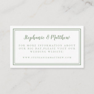 Carte D'accompagnement Élégant site minimaliste Sage Green Mariage