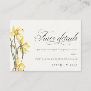 Carte D'accompagnement Elégant site Web Mariage de Daffodil Jaune
