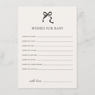 Carte D'accompagnement Elégant Souhaits Minimal Bow Pour Bébé