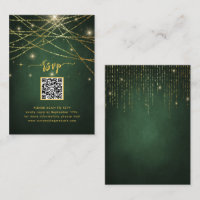 Élégant Sparkling Gold String Lights QR Code RSVP