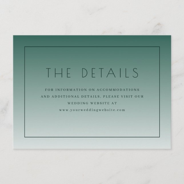 Carte D'accompagnement Elegant Teal Minimalist Wedding Details (Devant)