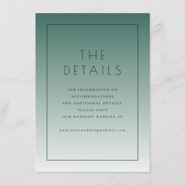 Carte D'accompagnement Elegant Teal Wedding Details Card (Devant)