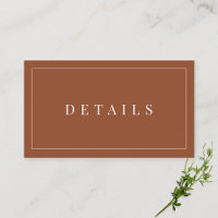 Élégant Terracotta Simple Forme Détails Mariage