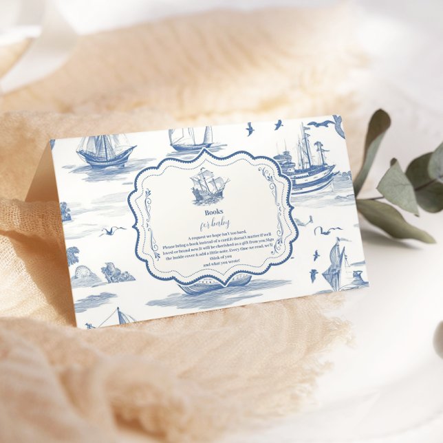 Carte D'accompagnement Elégant Toile Baby shower nautique Livres pour béb (Créateur téléchargé)