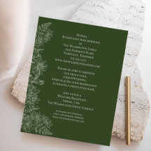 Elégant Vert Blanc Floral Détails du Mariage
