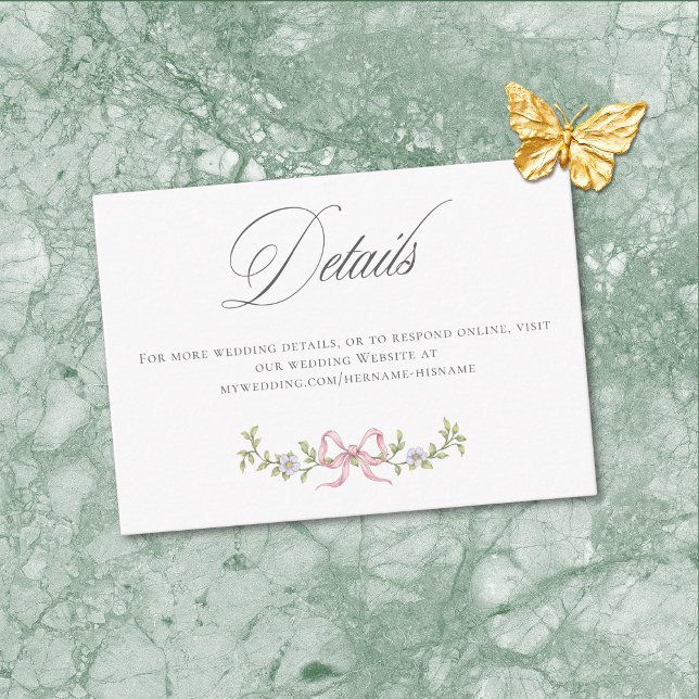 Carte D'accompagnement Elegant Victorian Pastel Floral Bow Wedding Detail (Elegant Victorian Pastel Floral Bow Wedding Detail Enclosure Card)