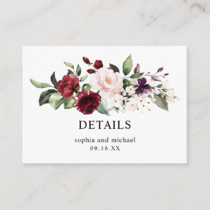 Carte D'accompagnement Elégant vin blanc Floral Détails Mariage Enclosur