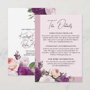 Carte D'accompagnement Elégant Vintage Floral Mariage Détail / Directions