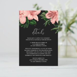 Carte D'accompagnement Élégant Vintage Floral rose et noir Mariage