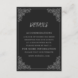 Carte D'accompagnement Elégant Vintage noir blanc Détails du Mariage