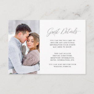 Carte D'accompagnement Elegant violet Mariage Détails de l'invité avec ph