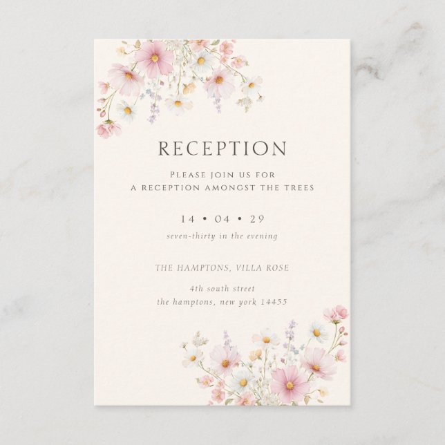 Carte D'accompagnement Elegant Wildflowers Reception Wedding (Devant)