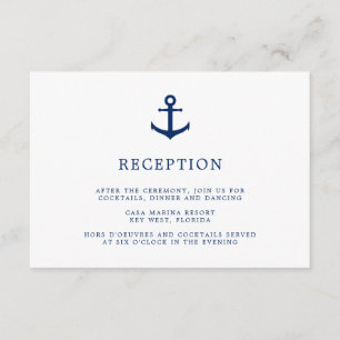 Carte D'accompagnement Elégante Ancre nautique Réception de mariage