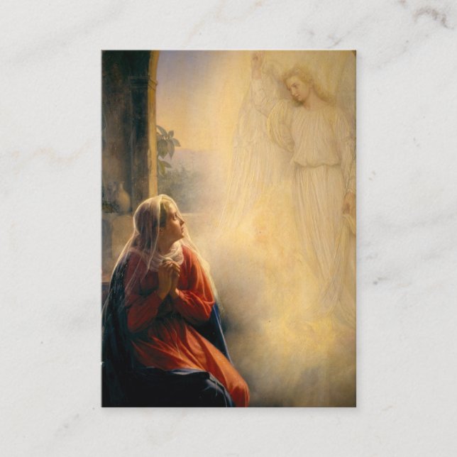 Carte D'accompagnement Élégante Annoncée de Marie Prière religieuse (Devant)