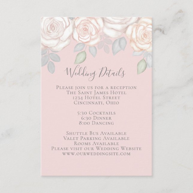 Carte D'accompagnement Elégante aquarelle Blush Floral Calligraphie Photo (Devant)